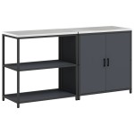 vidaXL Set de depozitare pentru bucătărie cu raft cu depozitare cu ușă Ajustabil 2 pcs Antracit vidaXL Set de depozitare pentru bucătărie cu raft cu depozitare cu ușă Ajustabil 2 pcs Antracit