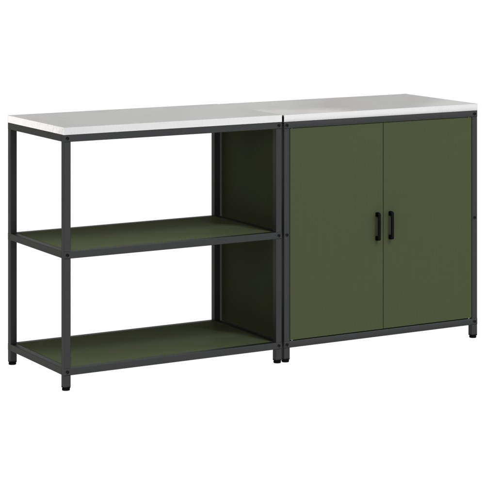 vidaXL Set de depozitare pentru bucătărie cu raft 2 pcs Verde măsliniu