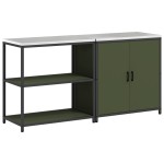 vidaXL Set de depozitare pentru bucătărie cu raft 2 pcs Verde măsliniu