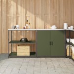 vidaXL Set de depozitare pentru bucătărie cu raft 2 pcs Verde măsliniu