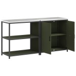 vidaXL Set de depozitare pentru bucătărie cu raft 2 pcs Verde măsliniu