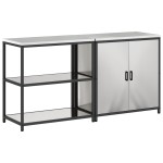 vidaXL Set de depozitare pentru bucătărie cu raft cu depozitare cu ușă Ajustabil 2 pcs Argintiu vidaXL Set de depozitare pentru bucătărie cu raft cu depozitare cu ușă Ajustabil 2 pcs Argintiu