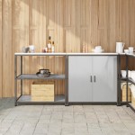 vidaXL Set de depozitare pentru bucătărie cu raft cu depozitare cu ușă Ajustabil 2 pcs Argintiu vidaXL Set de depozitare pentru bucătărie cu raft cu depozitare cu ușă Ajustabil 2 pcs Argintiu