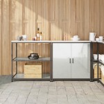 vidaXL Set de depozitare pentru bucătărie cu raft cu depozitare cu ușă Ajustabil 2 pcs Argintiu