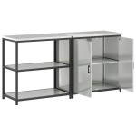 vidaXL Set de depozitare pentru bucătărie cu raft cu depozitare cu ușă Ajustabil 2 pcs Argintiu