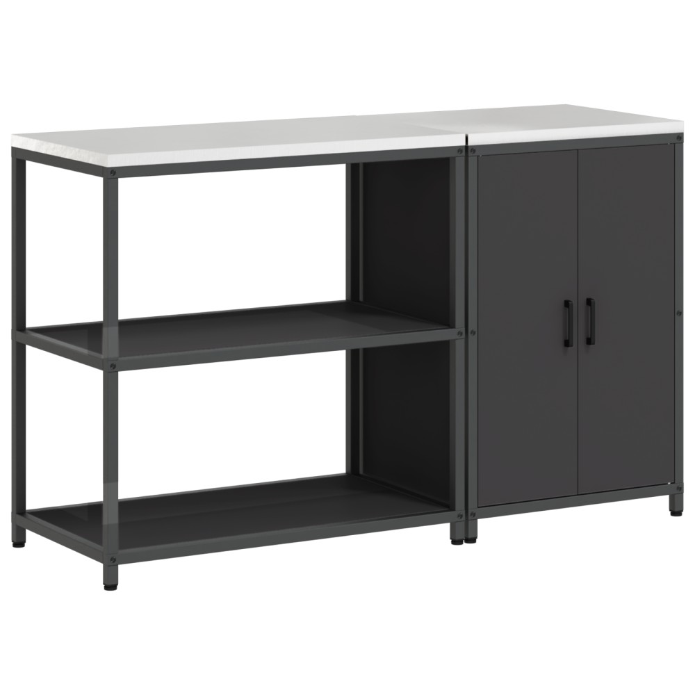 vidaXL Set de depozitare pentru bucătărie 2 pcs Negru 150 x 50 x 92 cm