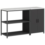 vidaXL Set de depozitare pentru bucătărie 2 pcs Negru 150 x 50 x 92 cm