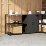 vidaXL Set de depozitare pentru bucătărie 2 pcs Negru 150 x 50 x 92 cm