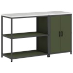 vidaXL Set de depozitare pentru bucătărie cu raft 2 pcs Verde măsliniu