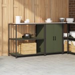 vidaXL Set de depozitare pentru bucătărie cu raft 2 pcs Verde măsliniu