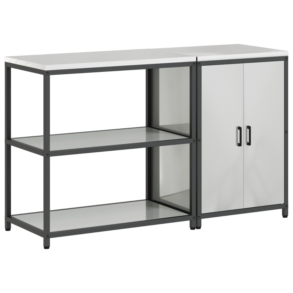 vidaXL Set de depozitare pentru bucătărie cu raft cu depozitare cu ușă Ajustabil 2 pcs Argintiu