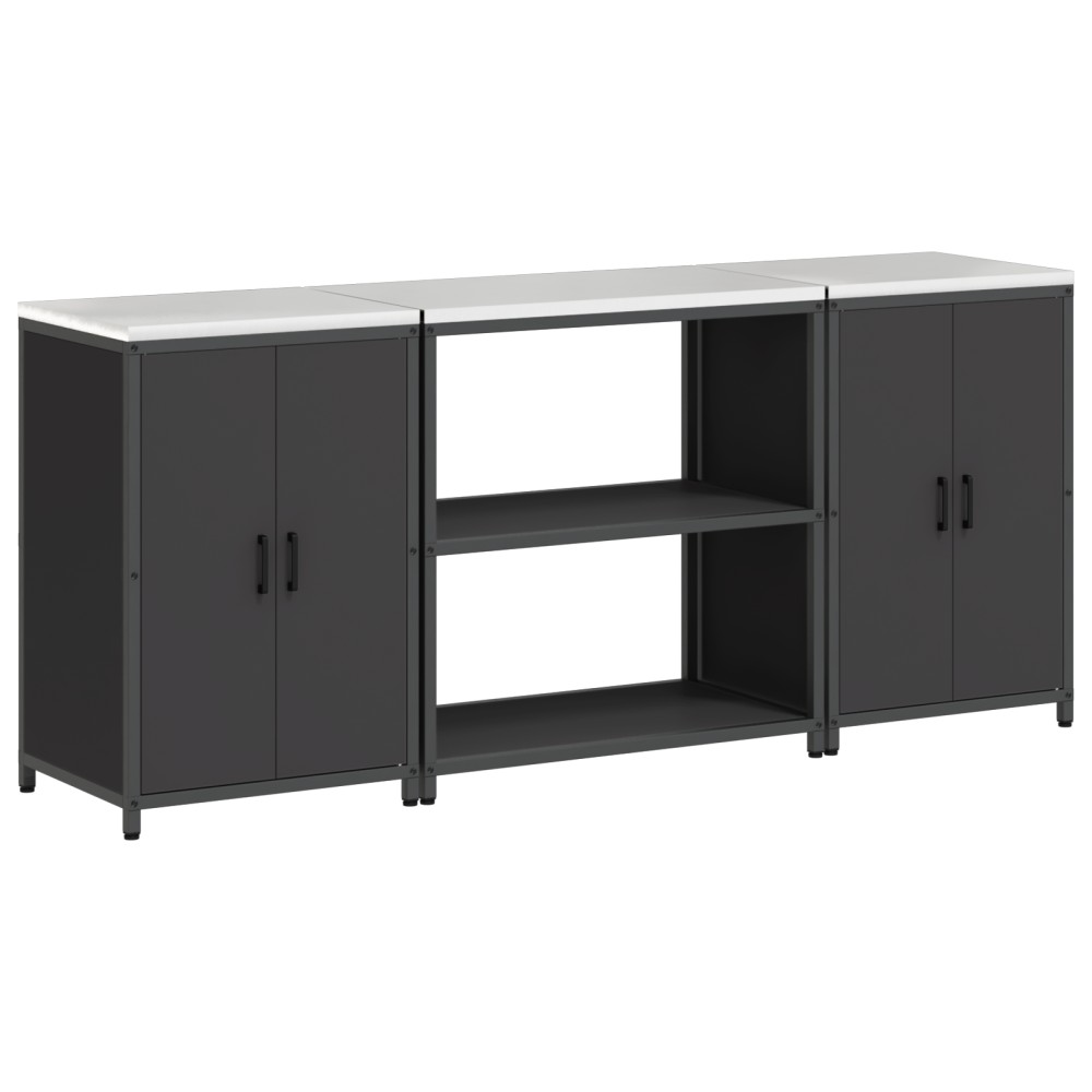 vidaXL Set de depozitare pentru bucătărie 3 pcs Negru 210 x 50 x 92 cm