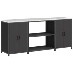 vidaXL Set de depozitare pentru bucătărie 3 pcs Negru 210 x 50 x 92 cm