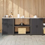 vidaXL Set de depozitare pentru bucătărie 3 pcs Negru 210 x 50 x 92 cm