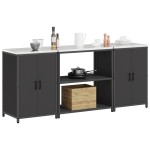 vidaXL Set de depozitare pentru bucătărie 3 pcs Negru 210 x 50 x 92 cm
