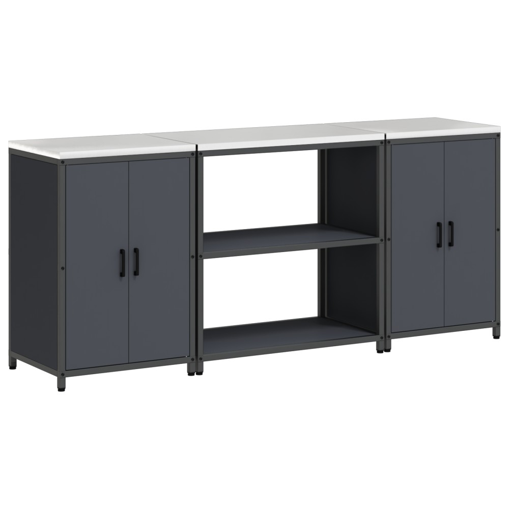 vidaXL Set de depozitare pentru bucătărie cu raft cu depozitare cu ușă 3 pcs Antracit