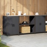 vidaXL Set de depozitare pentru bucătărie cu raft cu depozitare cu ușă 3 pcs Antracit