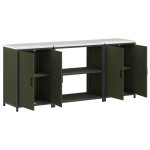 vidaXL Set de depozitare pentru bucătărie cu raft 3 pcs Verde măsliniu