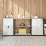 vidaXL Set de depozitare pentru bucătărie cu raft cu depozitare cu ușă 3 pcs Argintiu