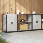 vidaXL Set de depozitare pentru bucătărie cu raft cu depozitare cu ușă 3 pcs Argintiu