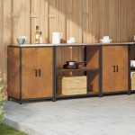 vidaXL Set de depozitare pentru bucătărie cu raft cu depozitare cu ușă 3 pcs Ruginit