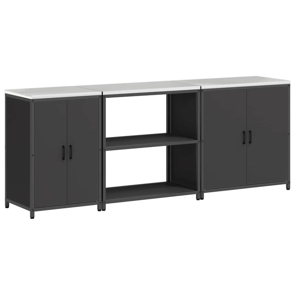 vidaXL Set de depozitare pentru bucătărie 3 pcs Negru 240 x 50 x 92 cm