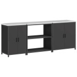 vidaXL Set de depozitare pentru bucătărie 3 pcs Negru 240 x 50 x 92 cm
