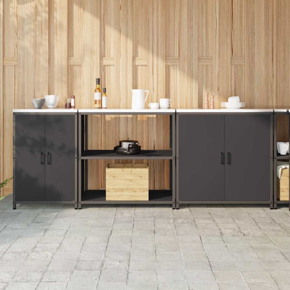 vidaXL Set de depozitare pentru bucătărie 3 pcs Negru 240 x 50 x 92 cm