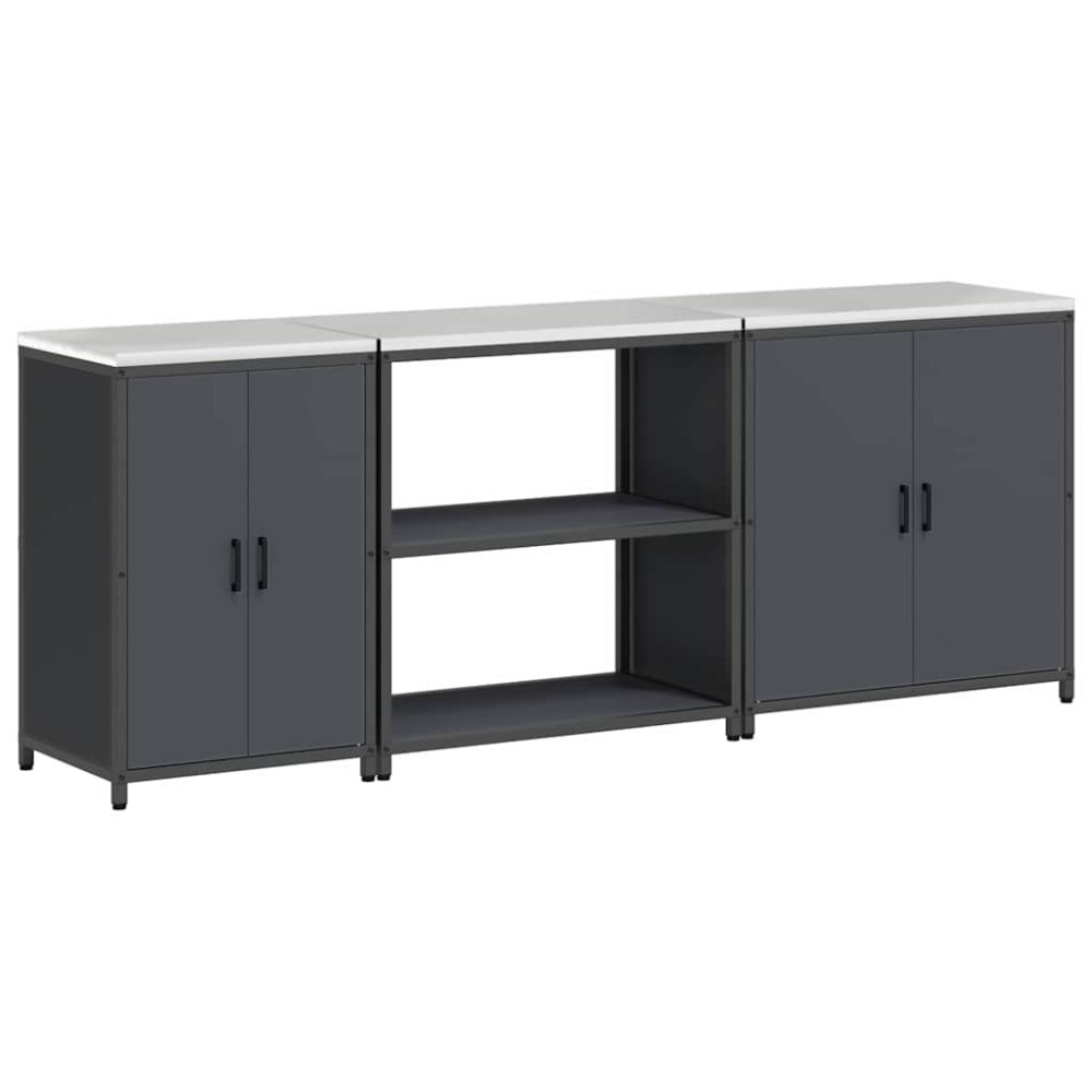 vidaXL Set de depozitare pentru bucătărie cu raft Altele cu depozitare cu ușă 3 pcs Antracit