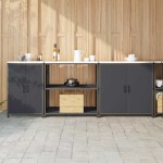 vidaXL Set de depozitare pentru bucătărie cu raft Altele cu depozitare cu ușă 3 pcs Antracit
