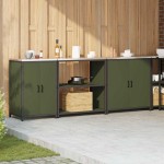 vidaXL Set de depozitare pentru bucătărie cu raft Altele 3 pcs Verde măsliniu