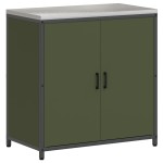 vidaXL Set de depozitare pentru bucătărie cu raft Altele 3 pcs Verde măsliniu