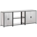 vidaXL Set de depozitare pentru bucătărie cu raft Altele cu depozitare cu ușă 3 pcs Argintiu
