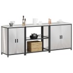 vidaXL Set de depozitare pentru bucătărie cu raft Altele cu depozitare cu ușă 3 pcs Argintiu