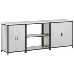 vidaXL Set de depozitare pentru bucătărie cu raft Altele cu depozitare cu ușă 3 pcs Argintiu