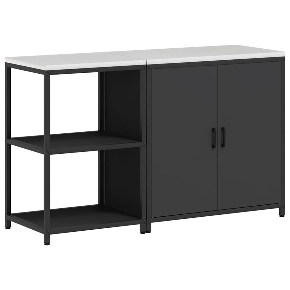 vidaXL Set de depozitare pentru bucătărie 2 pcs Negru 150 x 50 x 92 cm
