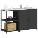 vidaXL Set de depozitare pentru bucătărie 2 pcs Negru 150 x 50 x 92 cm