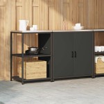vidaXL Set de depozitare pentru bucătărie 2 pcs Negru 150 x 50 x 92 cm