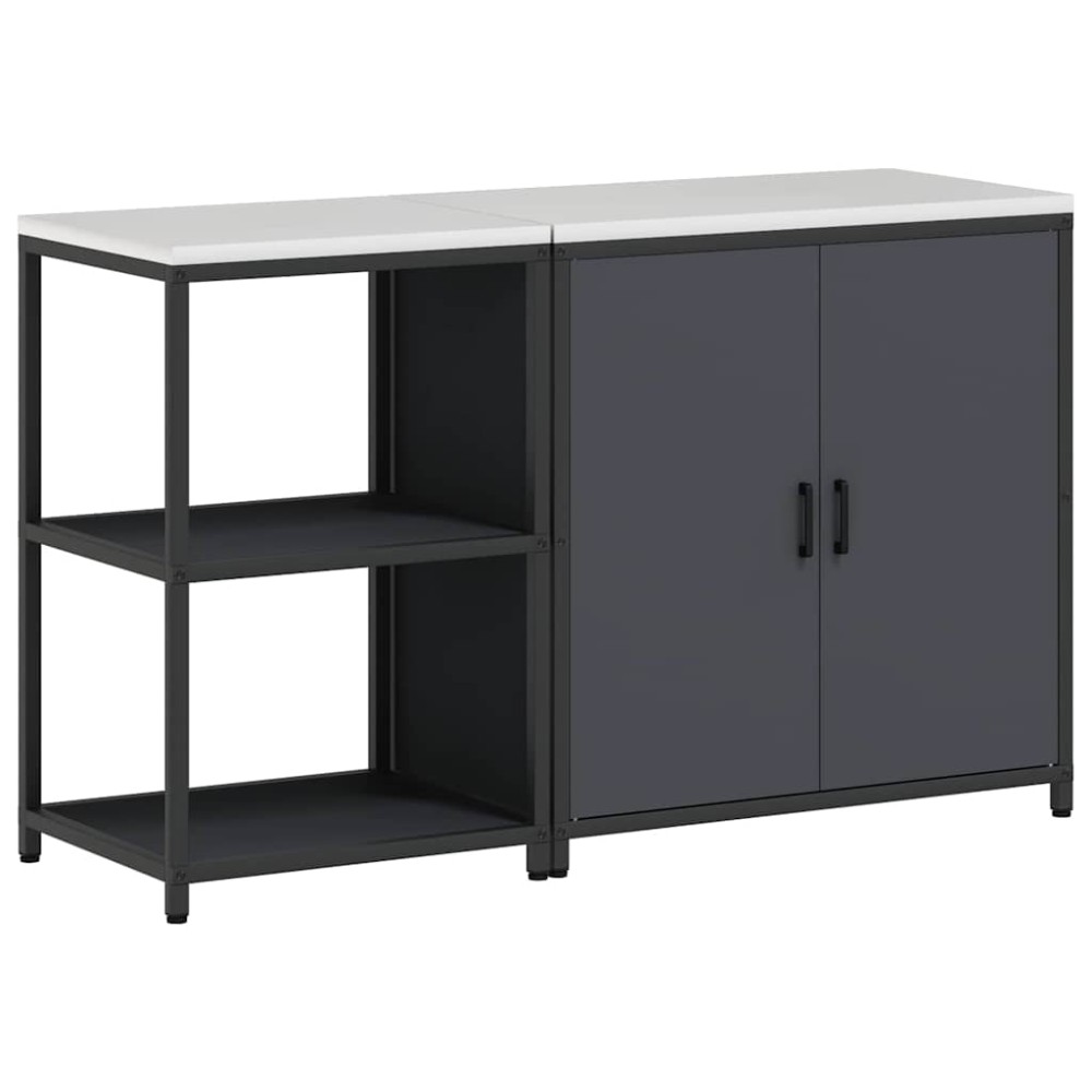 vidaXL Set de depozitare pentru bucătărie cu raft cu depozitare cu ușă Ajustabil 2 pcs Antracit