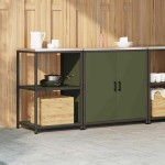 vidaXL Set de depozitare pentru bucătărie cu raft 2 pcs Verde măsliniu