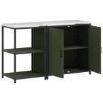 vidaXL Set de depozitare pentru bucătărie cu raft 2 pcs Verde măsliniu