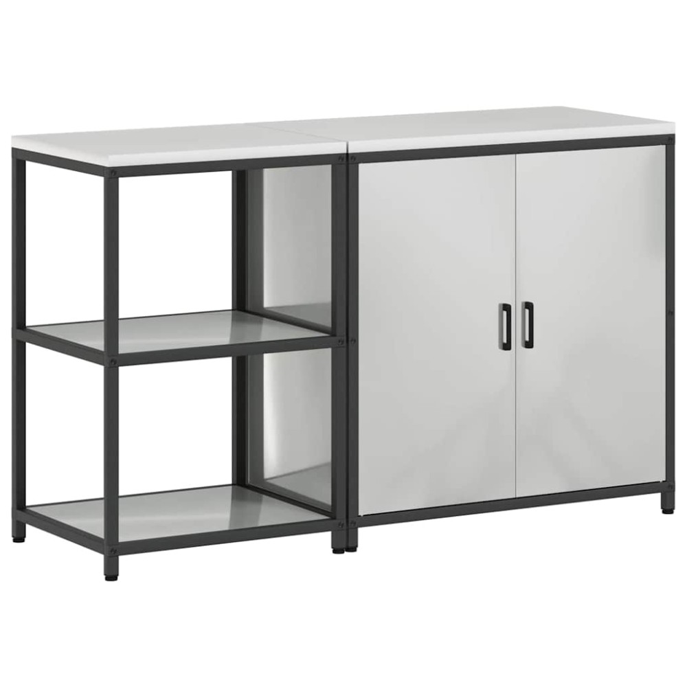 vidaXL Set de depozitare pentru bucătărie cu raft cu depozitare cu ușă Ajustabil 2 pcs Argintiu