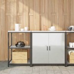 vidaXL Set de depozitare pentru bucătărie cu raft cu depozitare cu ușă Ajustabil 2 pcs Argintiu
