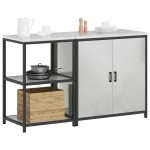 vidaXL Set de depozitare pentru bucătărie cu raft cu depozitare cu ușă Ajustabil 2 pcs Argintiu