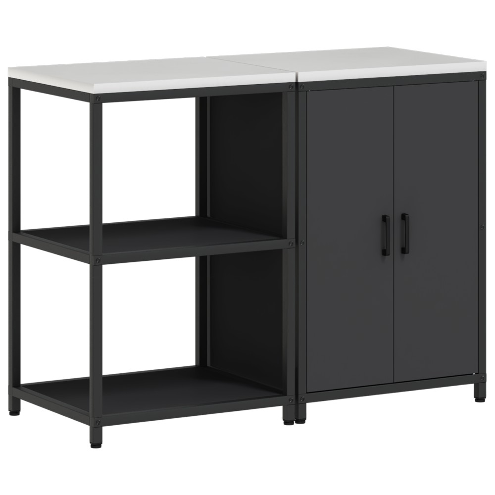 vidaXL Set de depozitare pentru bucătărie 2 pcs Negru 120 x 50 x 92 cm