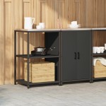 vidaXL Set de depozitare pentru bucătărie 2 pcs Negru 120 x 50 x 92 cm