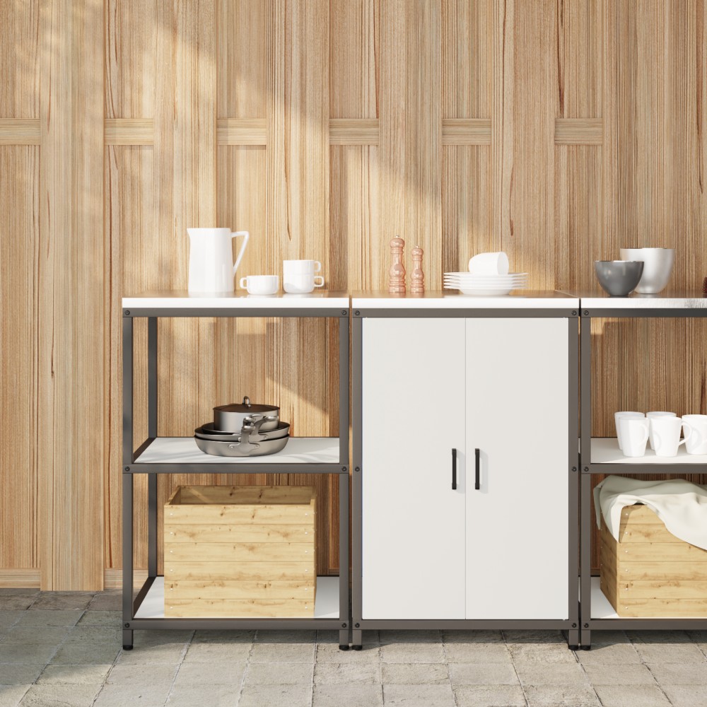 vidaXL Set de depozitare pentru bucătărie 2 pcs Alb 120 x 50 x 92 cm