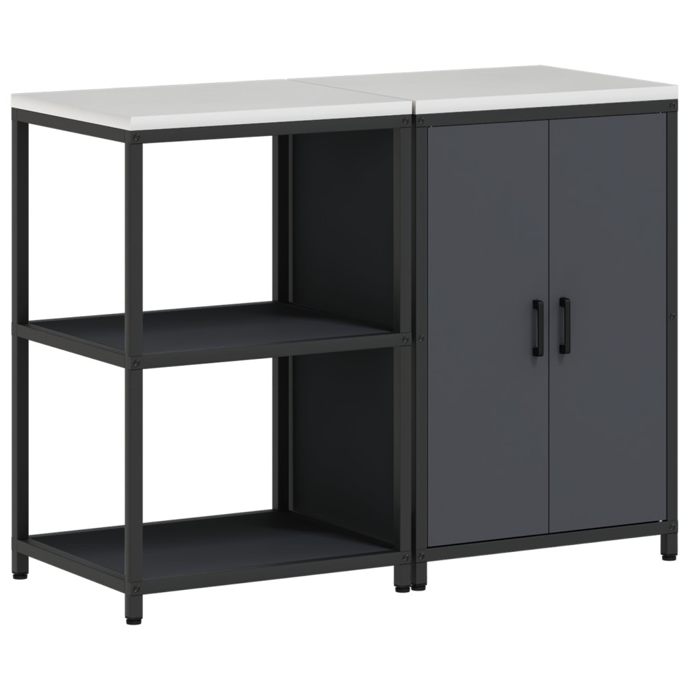vidaXL Set de depozitare pentru bucătărie cu raft cu depozitare cu ușă Ajustabil 2 pcs Antracit