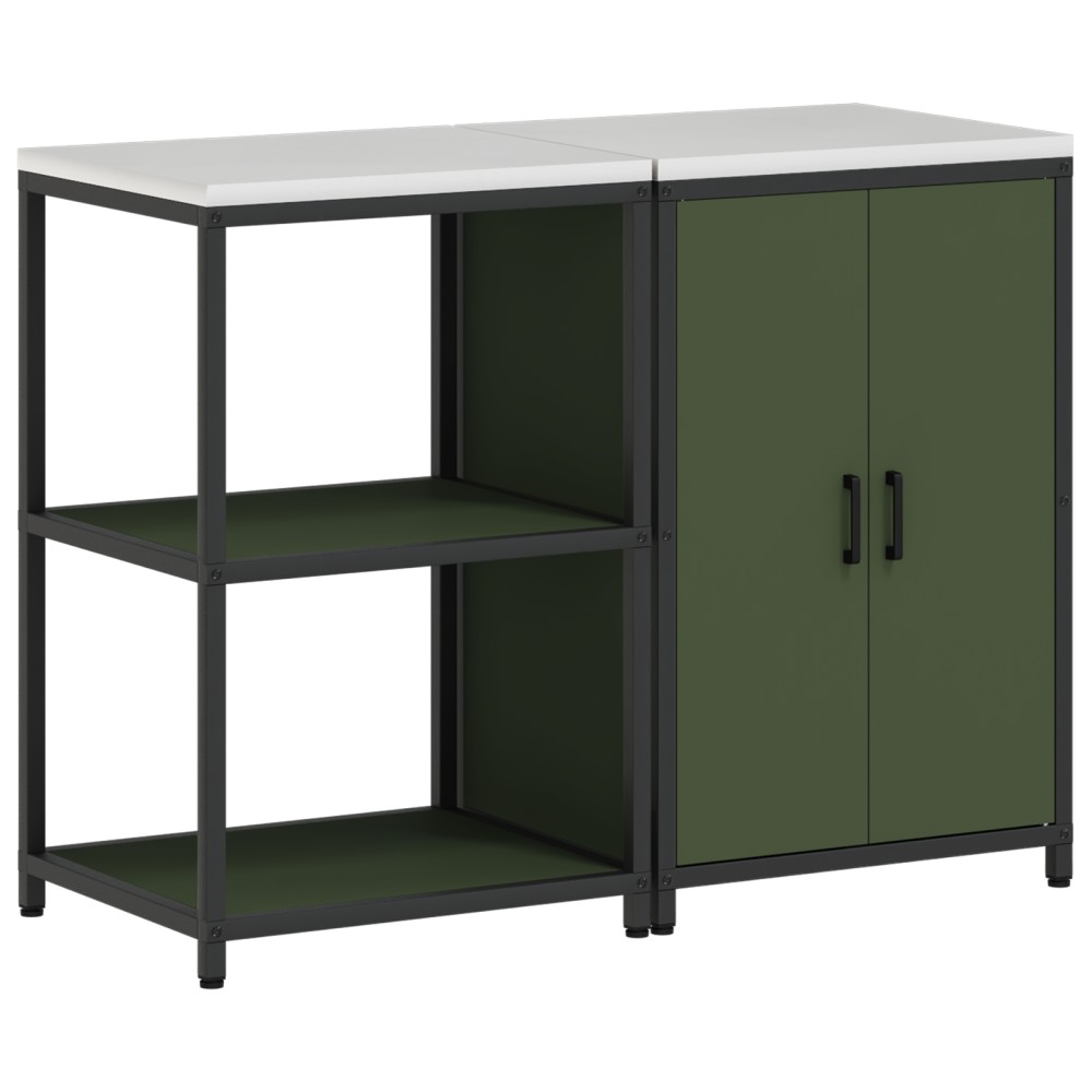 vidaXL Set de depozitare pentru bucătărie cu raft 2 pcs Verde măsliniu