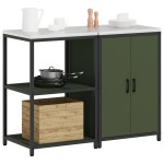 vidaXL Set de depozitare pentru bucătărie cu raft 2 pcs Verde măsliniu